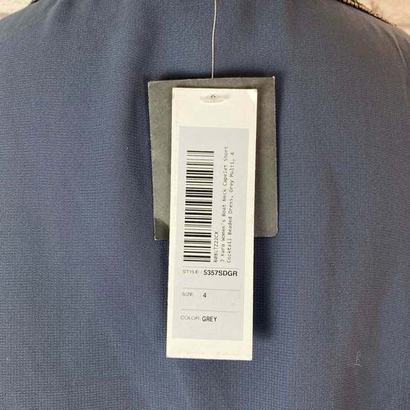 J Kara Gray Beaded Boat Neck Caplet Dress size 4 NWT Formal Mother of the Bride - Picture 8 of 14